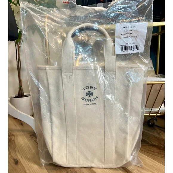 NEW WITH TAGS AUTHENTIC TORY BURCH CANVAS TOTE BAG - Picture 8 of 10